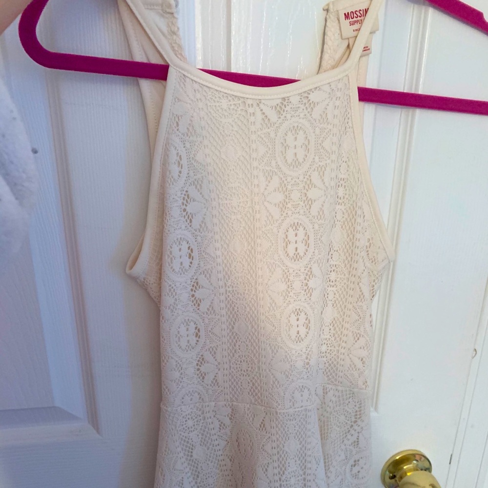 Backless white lace dress